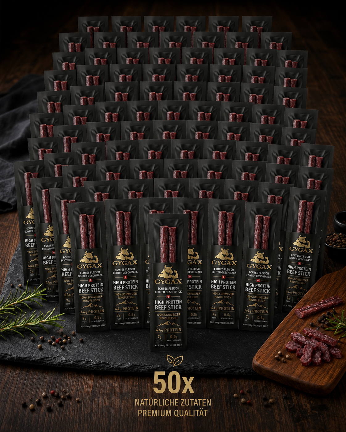 GYGAX Beef Sticks, Packung mit 50 Stück